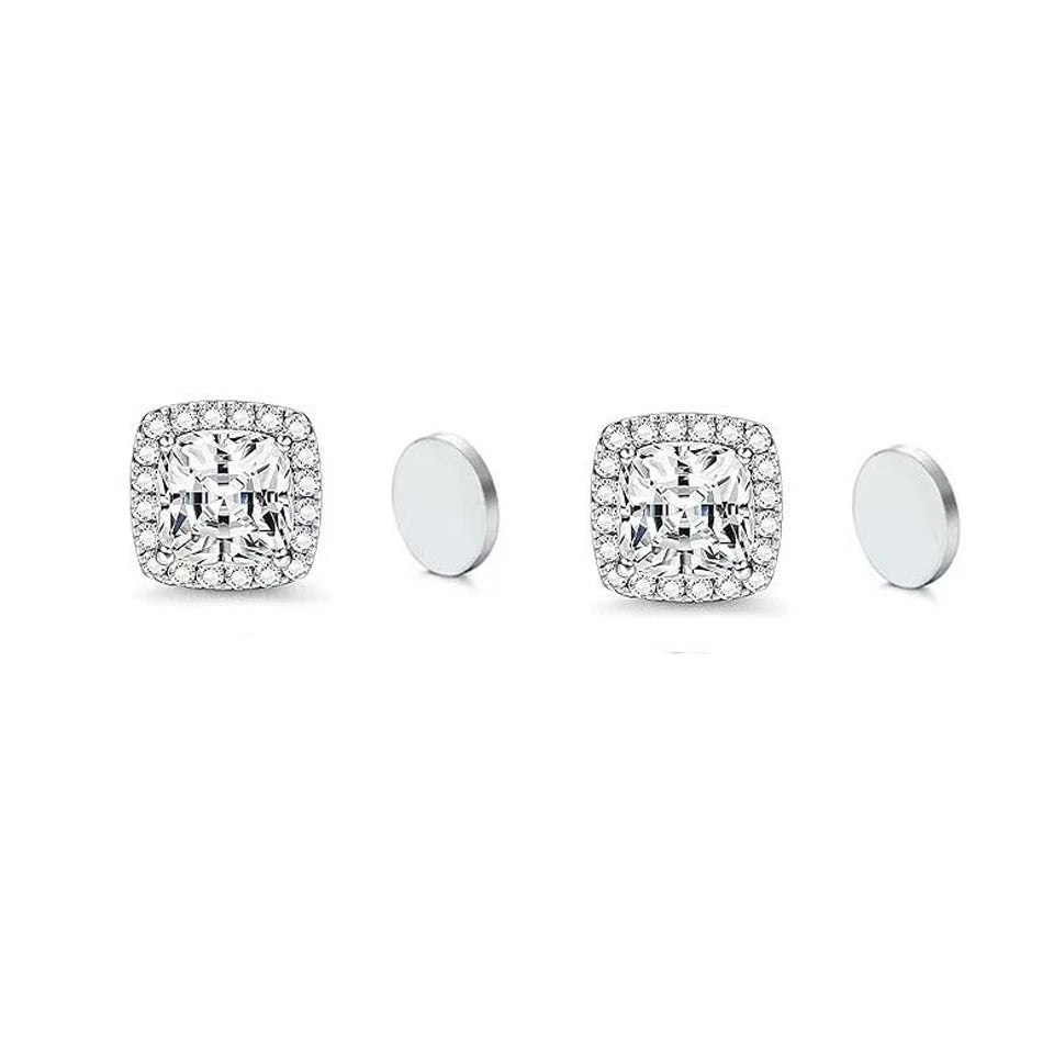 ZAKOL New 1 Pair Buling Cubic Zirconia Stainless Steel Magnetic Ear Clip Simple Fashion No Piercing Stud Earrings for Women Men