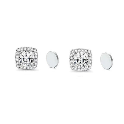 ZAKOL New 1 Pair Buling Cubic Zirconia Stainless Steel Magnetic Ear Clip Simple Fashion No Piercing Stud Earrings for Women Men