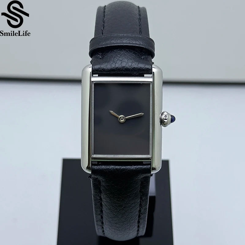 Smilelife 29.5mm Women's WristWatch Leather Strap All-Black Dial VJ20 Quartz Movement Waterproof Sport Casual Women Watches