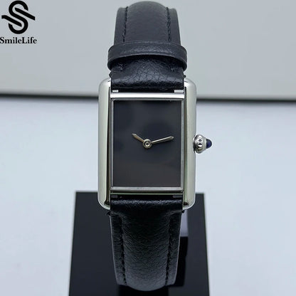 Smilelife 29.5mm Women's WristWatch Leather Strap All-Black Dial VJ20 Quartz Movement Waterproof Sport Casual Women Watches