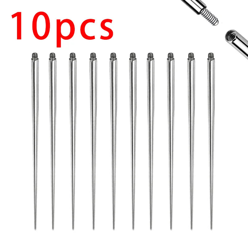 10pcs ASTM F136 TItanium Insertion Pin Taper for Thread Nostril Piercing Taper Push in Earring Implantation Grade Piercing Tool