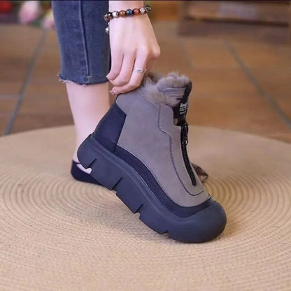 Warm Snow Boots for Women Winter New Waterproof Platform Casual Cottom Shoes Outdoor Non Slip Front Zip Women's Vulcanized Shoes