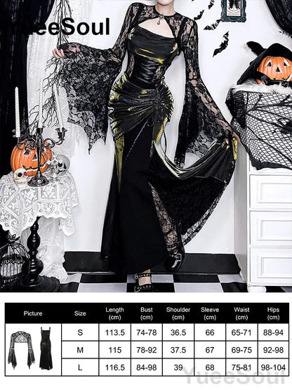 Halloween Gothic Grunge Punk Women Dress Long Sleeve Lace Slim Black Dresses 2026 New Y2K Harajuku Lolita Fairy Core Party Dress