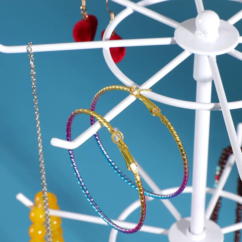 2026 Round Metal Jewelry Display Stand 2-Tier Keychain Shelf Earring Ring Hair Band Storage Holder Rack