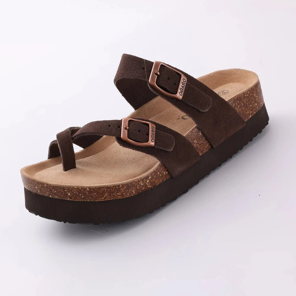 Shevalues Women's Suede Clogs Classic Cork Slippers Leather Mules Men Cork Footbed Sandals Comfort Beach Shoes with Arch Support