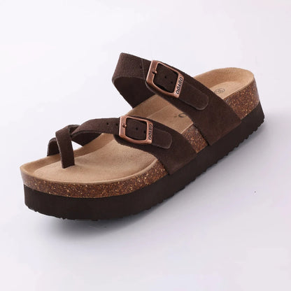 Shevalues Women's Suede Clogs Classic Cork Slippers Leather Mules Men Cork Footbed Sandals Comfort Beach Shoes with Arch Support