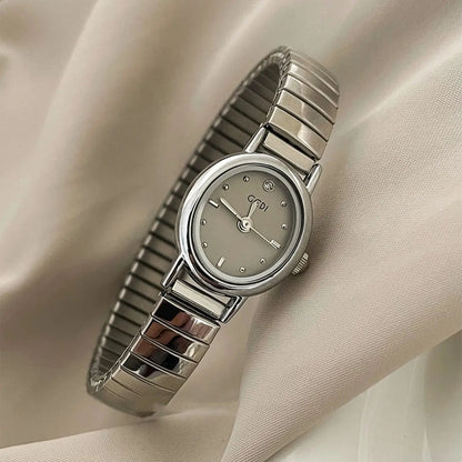 Retro Luxury Women's Watches with Oval Small Dial Waterproof Women's Watch with Stretch Band Quartz Movement Gift Timepiece