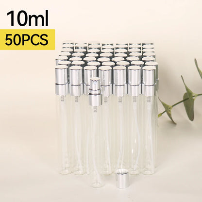 50pcs 10ml Multi-color Anodized Nozzle Perfume Bottle, Portable Travel Fine Atomized Glass Empty Bottle, Mini Perfume Container