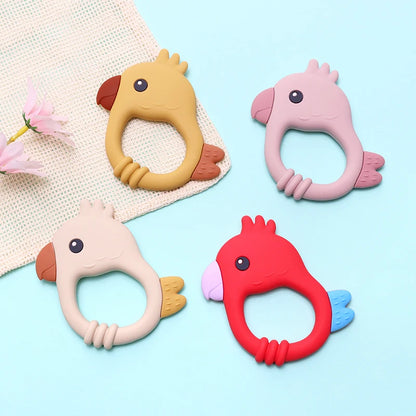 2026 New Design Colorful Parrot Teether - Food-Grade Silicone Baby Teething Toy (BPA-Free) Baby Teether