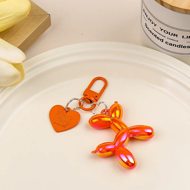 Cute Acrylic Cartoon Balloon Dog Keychains For Women Girls Bag Pendant Car Key Chains Fashion Jewelry Gift Decoration Accessory