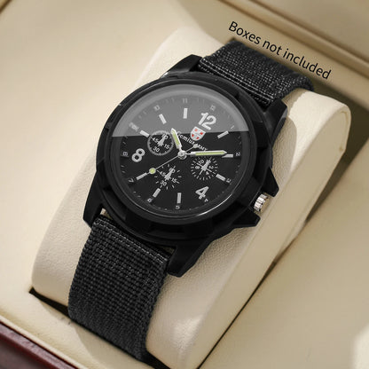 Fashion Decorative Three-eye Dial Women Quartz Watch Nylon Strap Sport Wristwatches Reloj Mujer Girls Clock Gift（Without Box）