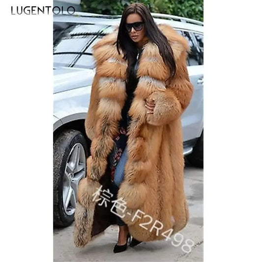 Women's Long Faux Fur-Trim Coat