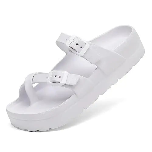 Comwarm New Women's Platform Sandals With Arch Support Lightweight Slip on Eva Slides Summer Beach Sandal with Adjustable Buckle
