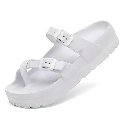 Comwarm New Women's Platform Sandals With Arch Support Lightweight Slip on Eva Slides Summer Beach Sandal with Adjustable Buckle