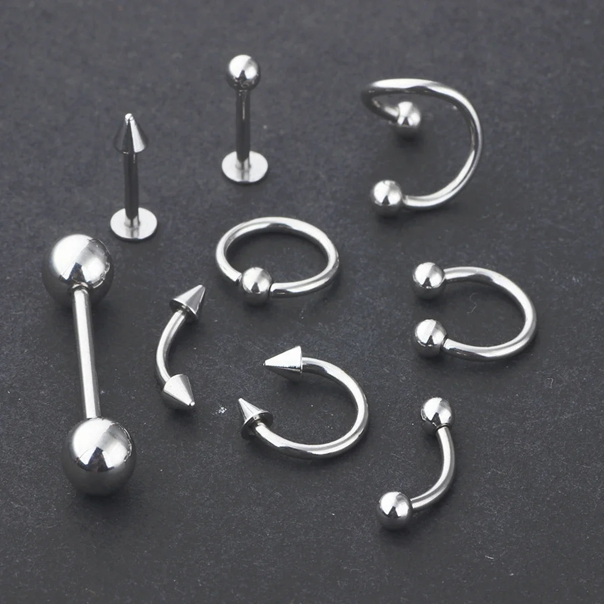 100Pcs Lot Surgical Steel Nose Ring Hoop Nostril Piercing Septum Ring Horseshoe Fake Nose Ring Set Body Jewelry