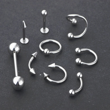 100Pcs Lot Surgical Steel Nose Ring Hoop Nostril Piercing Septum Ring Horseshoe Fake Nose Ring Set Body Jewelry