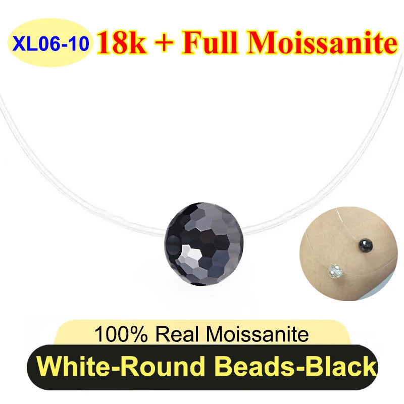 0.5ct-5ct Classic Fish Line Full Moissanite Necklace For Women S925 Silver Plated 18k D Color VVS1 Women's Moissanite Chain Gift