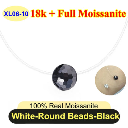 0.5ct-5ct Classic Fish Line Full Moissanite Necklace For Women S925 Silver Plated 18k D Color VVS1 Women's Moissanite Chain Gift