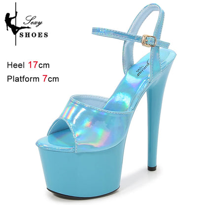 New 20CM/8Inch High Heels Dance Shoes Sandals Women Summer New 2023 Buckle Strap Platform Club Stiletto Gladiator Stripper Heels
