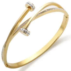 Stainless Steel With Zirconia Bracelet Bangle Simple Jewelry
