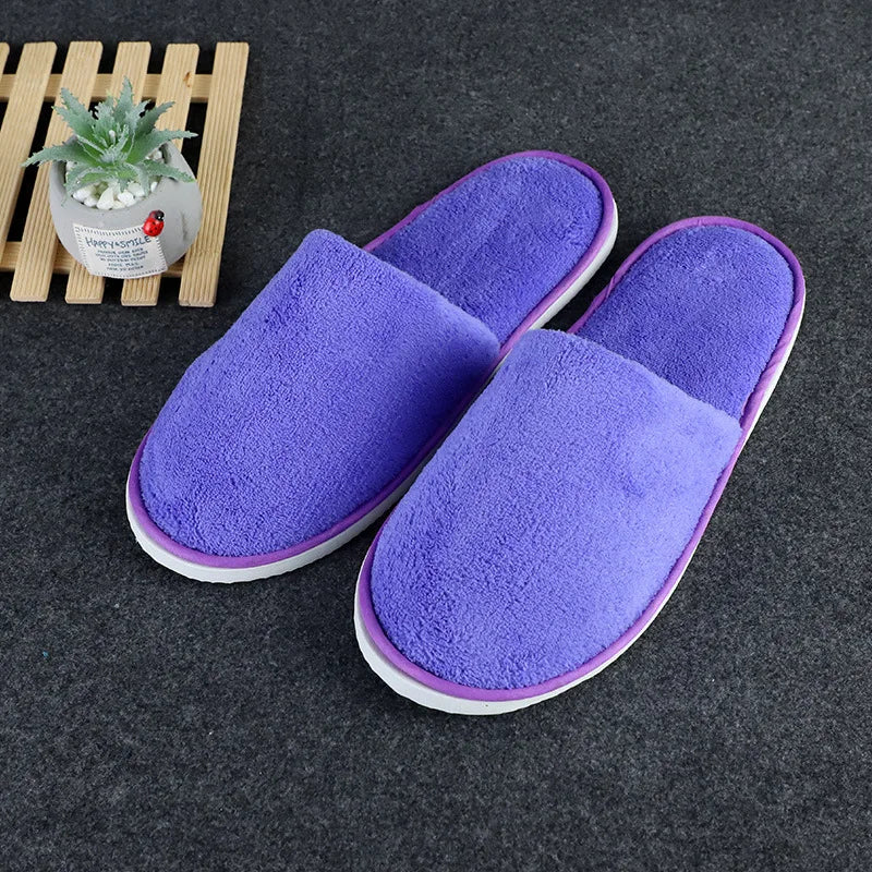5 Pairs/Lot Winter Cotton Slippers Men Women Disposable Hotel Slippers Home Plush Slides Travel SPA Hospitality Guest Footwear