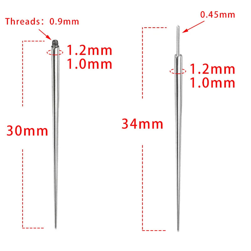 10pcs ASTM F136 TItanium Insertion Pin Taper for Thread Nostril Piercing Taper Push in Earring Implantation Grade Piercing Tool