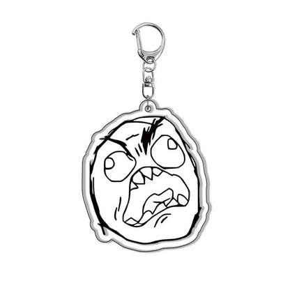 Funny TrollFace Keychain for Accessories Bag NoMeGusta Rage Face ForeverAlone Pendant Key Chain Ring Keyring Jewelry Fans Gifts
