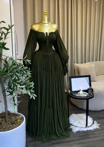 CM.YAYA 2026 Fall Winter Women Long Sleeve Slash Neck Long Maxi Dress Slim Evening Birthday Trendy Sexy Vacation Party Dresses