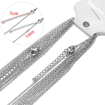10pcs/lot 45+5cm Stainless Steel Cable Link Chains in Bulk for DIY Necklaces Chokers Jewelry Making Adjustable Wholesale Chains