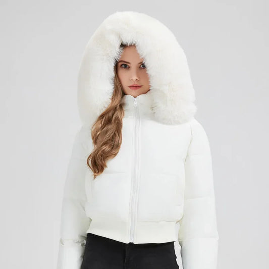 Women's Textured-Hood Cropped Padded Jacket