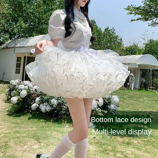Women's White Ruffled Petticoat in Size Options