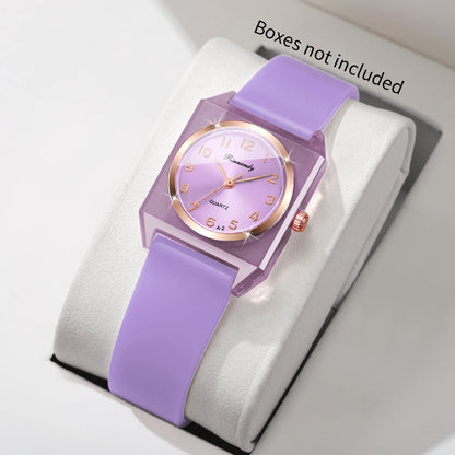 Elegant Square Women Quartz Watch Fashion Silicone Band Arabic Dial Ladies Wristwatches Relogio Feminino Clock (Without Box)