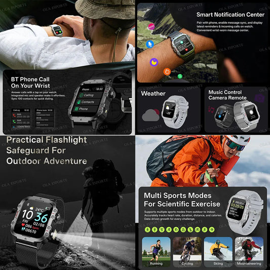 2026 New SmartWatch Men Militray Outdoor GPS Tracking Sport  Watches Heart Rate Sleep Waterproof Smart Watch IOS Android HT30