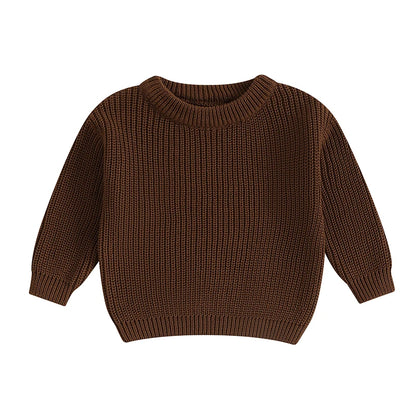 Autumn Winter Newborn Baby Girl Boy Knitted Long Sleeve Sweater Solid Loose Pullover Casual Tops Children Sweater Kids Clothes