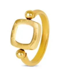Crystal High End Non Tarnish Fashion Geometric Open Gold Plated Stainless Steel Rings for Women Wedding Ring Jewelry