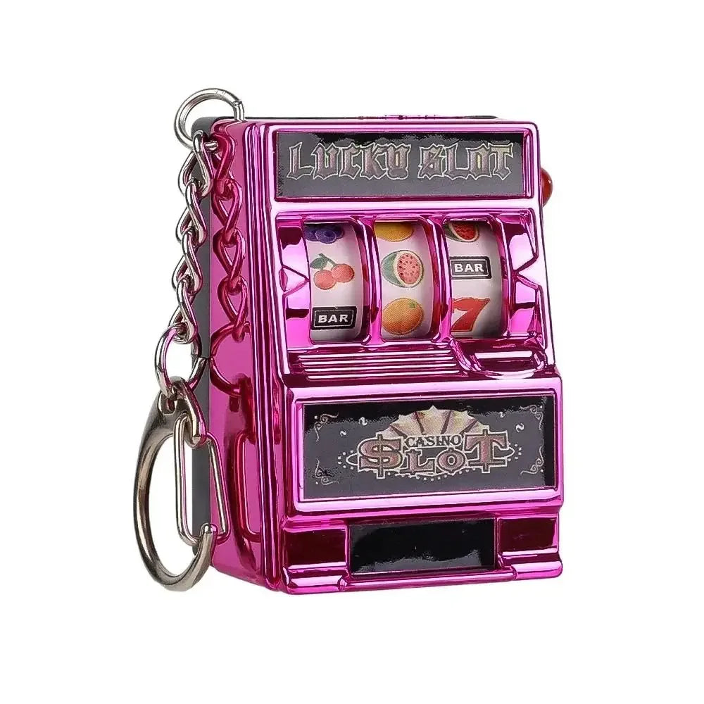 Mini Gambling Slot Machine Key Chains Creative Arcade Pocket Fruit Lucky Jackpot Gadget Antistress  Funny Games Keychain Ring