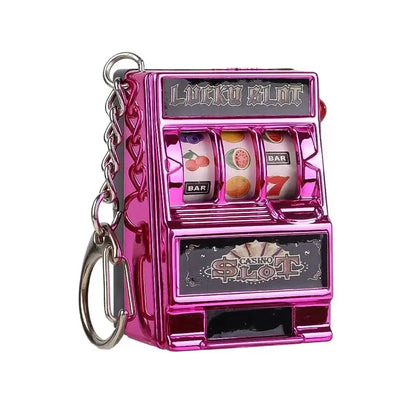 Mini Gambling Slot Machine Key Chains Creative Arcade Pocket Fruit Lucky Jackpot Gadget Antistress  Funny Games Keychain Ring