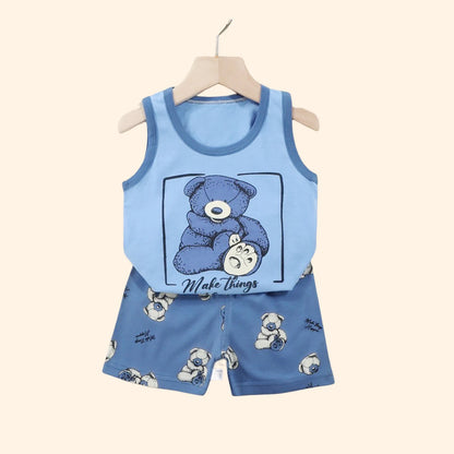 2PCS Children Sets Kids Clothes Vest Suit Summer Children Clothing Baby Cotton T-Shirts Shorts Tank Top Boys Girls Sleeveless
