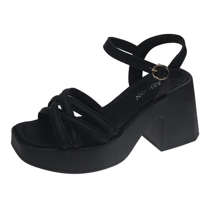 2025 New Summer Casual Waterproof Women's Sandals Fashionable Increased Heel Platform Wedges Stylish Roman Loafers for Women
