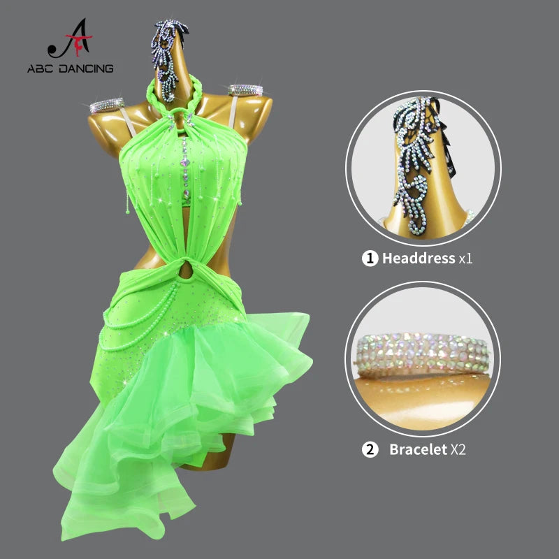 Latin Dance Dress Women's Party Costume 2026 Carnival Clothing Competition Ballroom Dancewear Line Suit Performance Stage Outfit