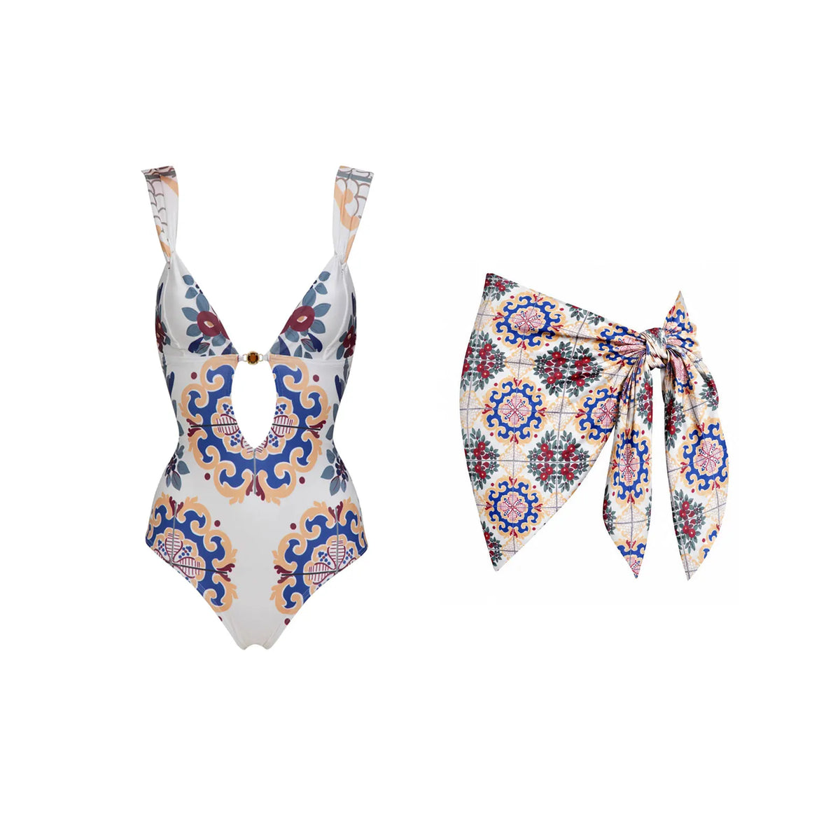 Push Up 2026 New Retro Prints 3 Pieces Bikinis Sets With Mesh Pants Beachwear Sexy Women's Swimsuit Cover-ups Strappy Beach Wear