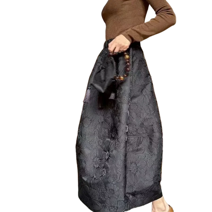 Casual Sweet and Fresh Skirt 2025 Summer Retro New Chinese Jacquard Mori Flower Bud Skirt