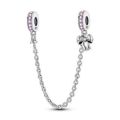 Pink Charms Original 925 Sterling Silver Heart Bow Perfume Bottle Charms Beads Pendants Fit Bracelet DIY Women Jewelry Making