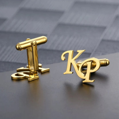 Customized First Letter Combination Cufflinks, Stainless Steel Groom And Groomsman Cufflinks Set, Personalized Holiday Gifts