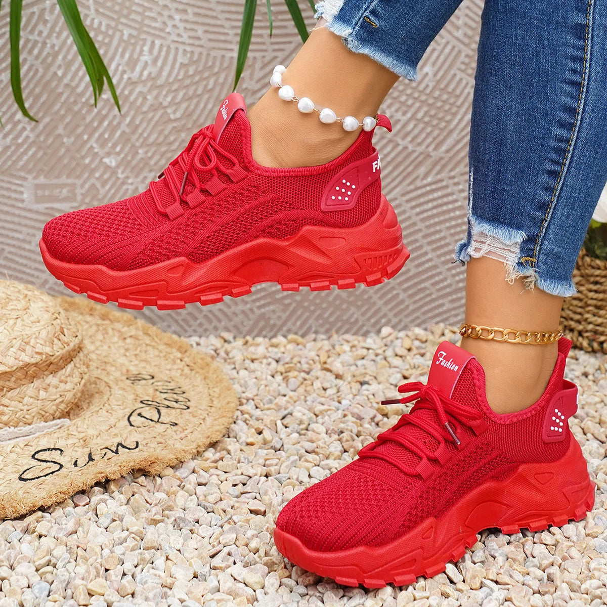 Women air cushion sneakers、arch support、non slip outsole、breathable mesh low top shoes