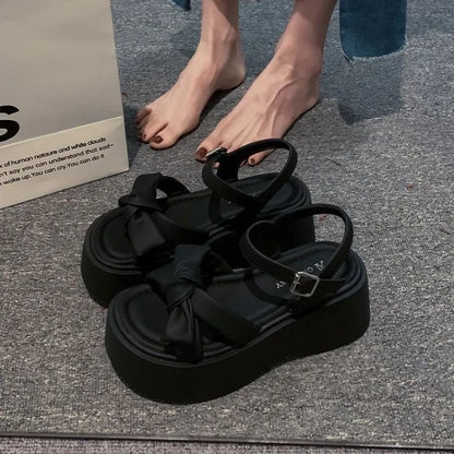 Women Summer Platform Sandals New Open Toe Chunky High Heel Ladies Shoes Casual Flat Bottom Black Heeled Sandalias Femininas
