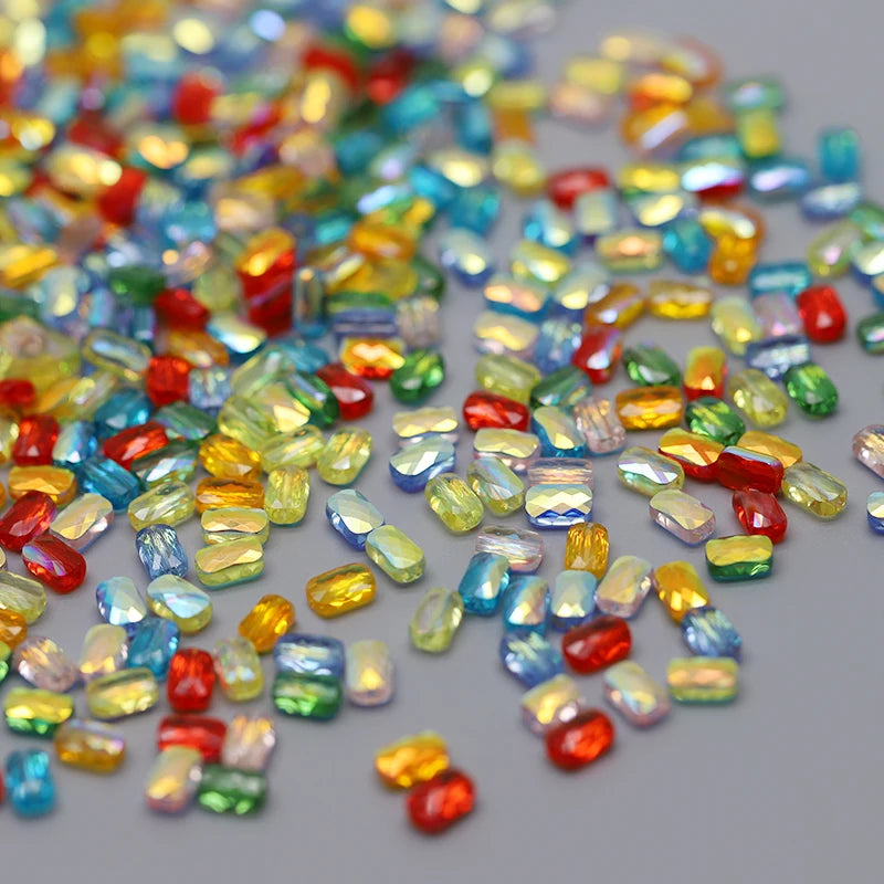 70pcs/lot Color Faceted Square Loose Beads Crystal Glass Beads Faceted Loose Spacer Beads for Jewelry Making DIY
