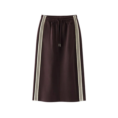 Semir Women Skirt Knit Long Straight Elastic Waist Sport Style Retro Casual Bottoms Autumn Midi Skirt Daily Wear 2026