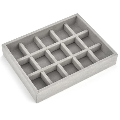 Soft Velvet Stackable Jewelry Tray Case Jewelry Display Storage Showcase Portable Ring Earring Necklace Organizer Jewelry Holder