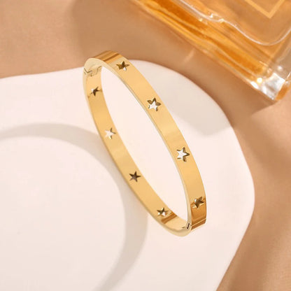 Luxury Star Shaped Stainless Steel Bracelet Set Fashionable Decorative Daily Party Jewelry Gift For Women Men